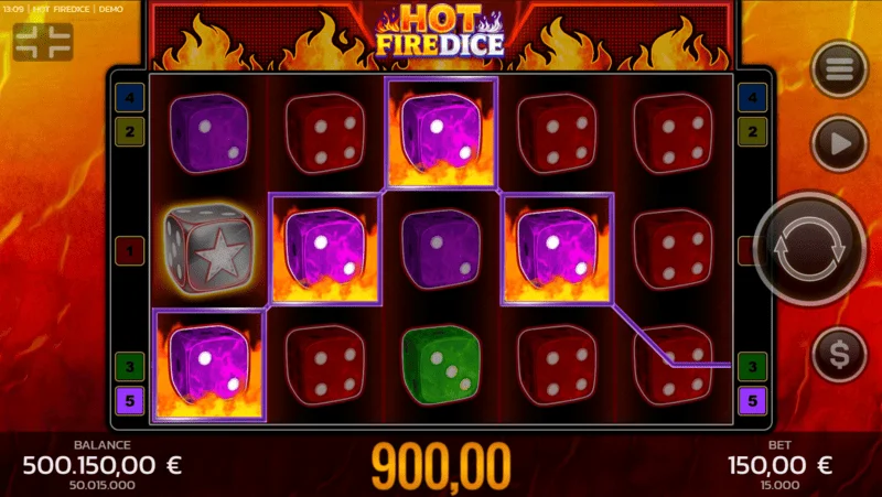 Hot Fire Dice - základná hra a rozširujúci sa symbol Fire Blaze